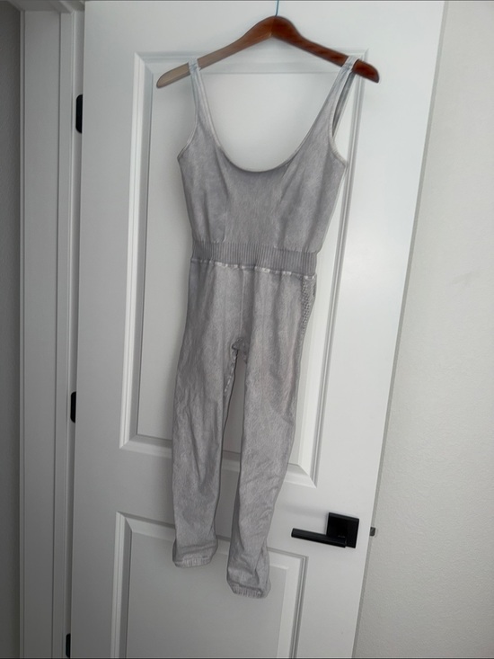 Free People Pants - Free People Light Gray Ribbed Tank Jumpsuit